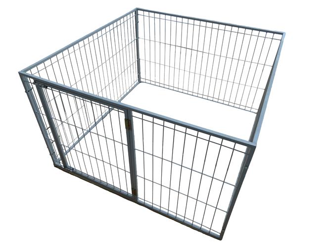  
 D ieses Freilaufgitter ist geeignet f&uuml;r Welpen und Kleintiere. Es ist  stabil verschraubt, um ein Ausbrechen der Tiere verhindern zu k&ouml;nnen.   Zus&auml;tzlich ist eine T&uuml;r mit einem Verriegelung verbaut, welche nach  Au&szlig;en ge&ouml;ffnet werden kann. Das Gitter kann au&szlig;erdem an den  Verschraubungen auseinander gebaut werden. Somit k&ouml;nnen Sie den Freilauf  ganz einfach von Ort zu Ort transportieren. Selbst in zusammen gebauter  Form ist es nicht zu gro&szlig; und zu schwer um es an einen anderen Platz zu  tragen.   
  Vier Gitter mit Verschraubungen incl. eingebauter T&uuml;re (38x55cm)   
 